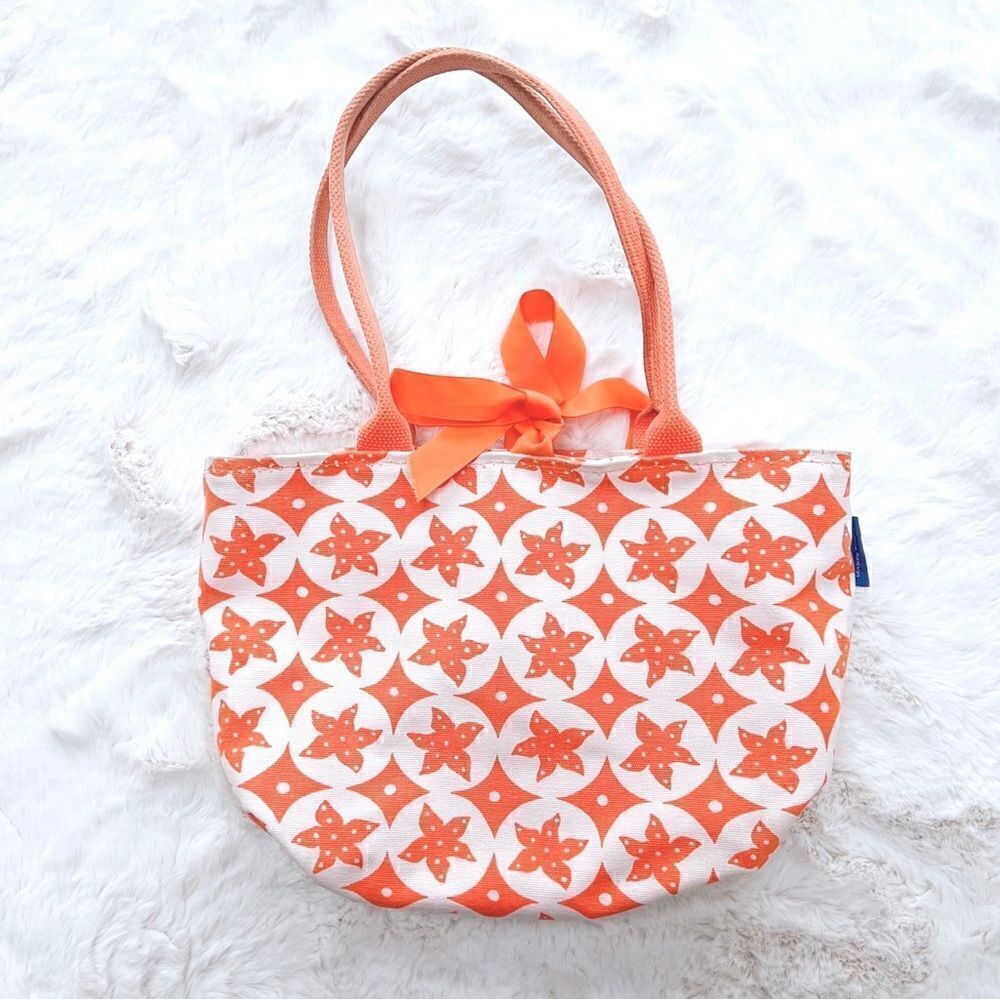 Starfish Canvas Mini Tote Bag Orange White Seaside Design Beach Preppy Purse